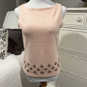 Soft Pink Cashmere Sweater With Sequin Embelishments